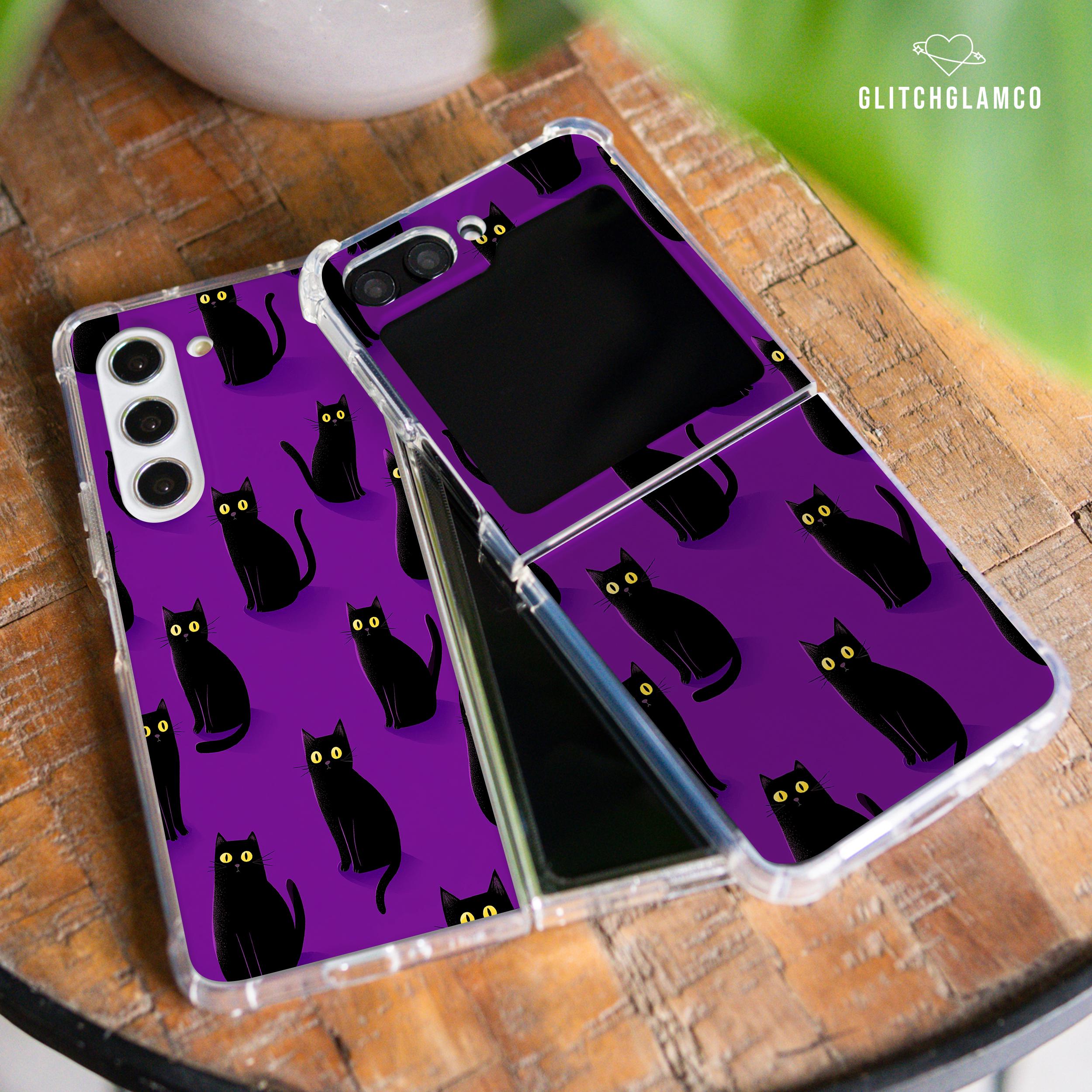 Custodia a forma di gatto nero per Samsung Z Flip 7 6 Z Flip 5 Z Galaxy Flip 7 FE Fold 7 Z Fold 6 5g Z Fold 4 Cute Halloween Moto Razr Plus Pixel 9 gl