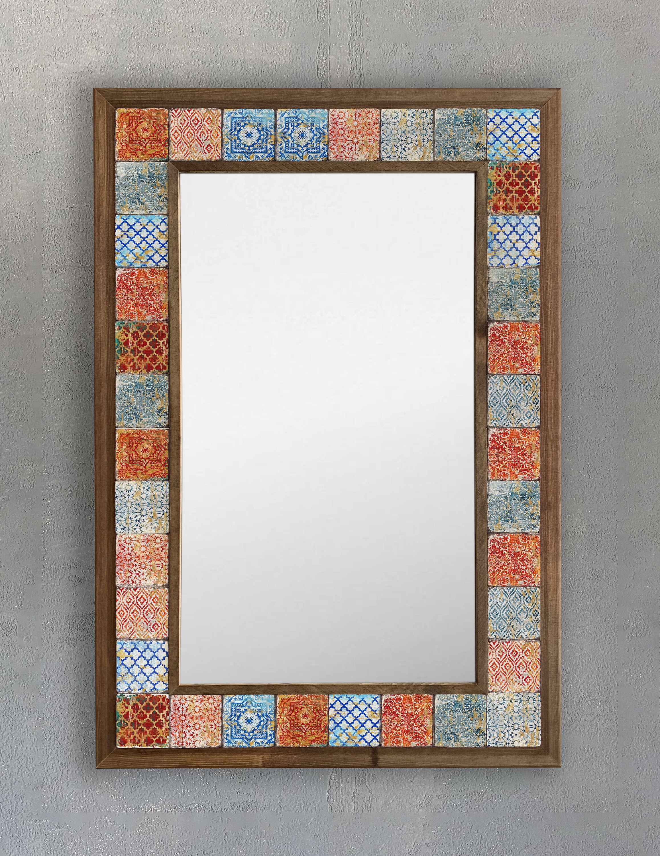 Specchio, specchio piastrellato, specchio in ceramica, specchio da parete Art Déco, specchio decorativo, specchio da parete fatto a mano, specchio vin