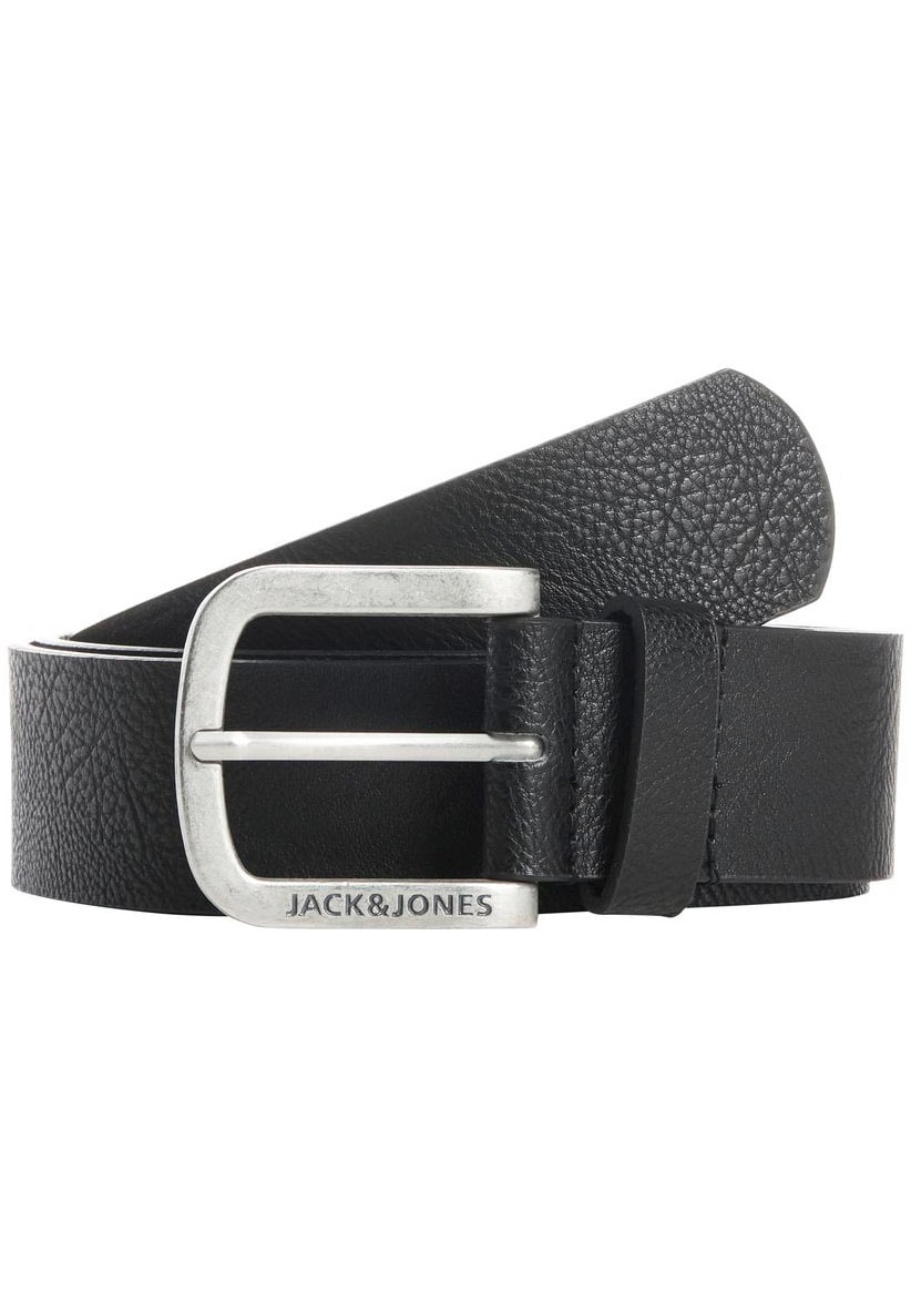Ledergürtel JACK & JONES "JACHARRY BELT NOOS", Damen, Gr. 105, schwarz, Leder, genarbt, unifarben, Gürtel Ledergürtel