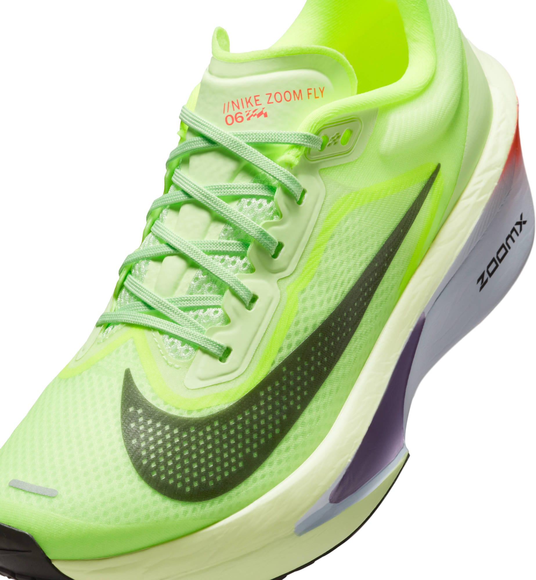 Laufschuh NIKE "W ZOOM FLY 6", Damen, Gr. 40, barely volt, off noir, volt, blau tint, Synthetik, Textil, Schuhe Laufschuh
