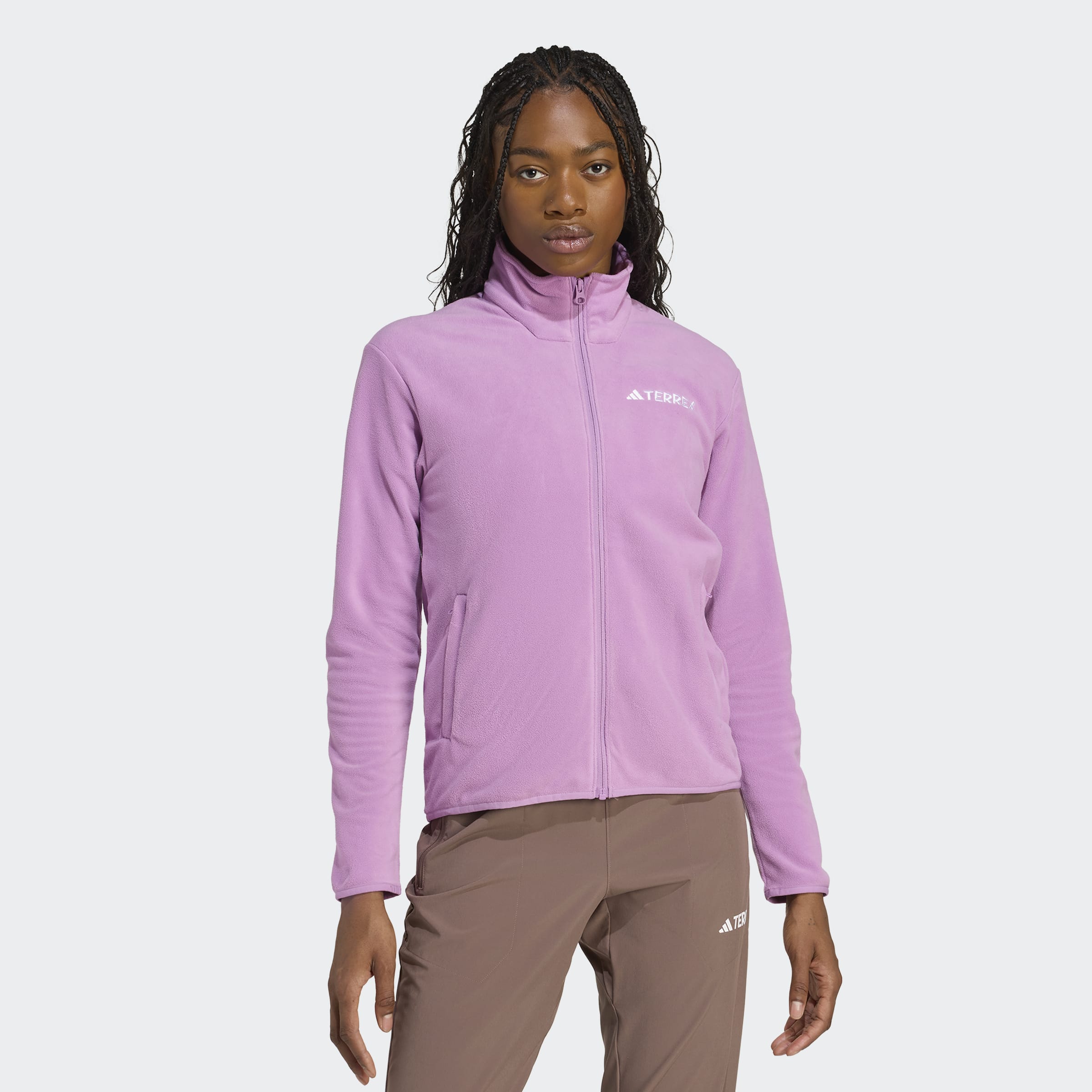 Fleecejacke ADIDAS TERREX "MULTI ESSENTIALS", Damen, Gr. L, preloved lila, Obermaterial: 100% Polyester, normal, Jacken Fleecejacke