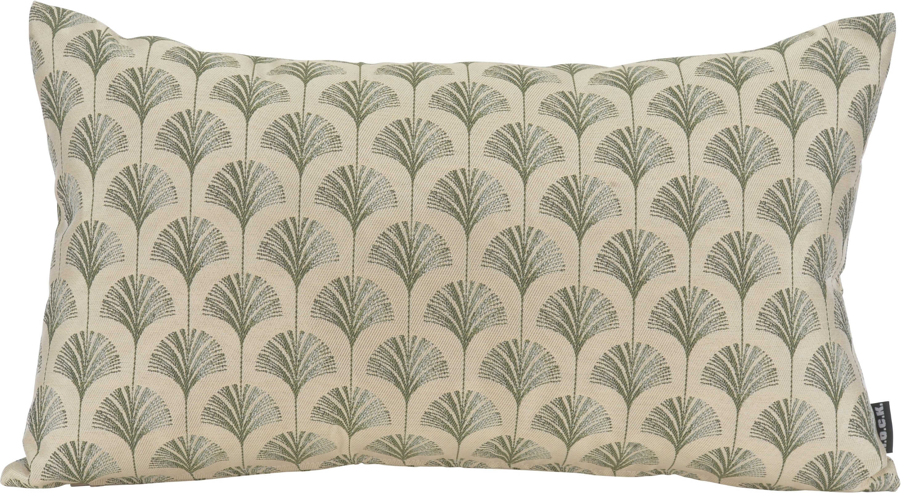 Dekokissen H.O.C.K. "Erny", beige, gemustert, B:50cm H:10cm L:30cm, Obermaterial: 100% Polyester. Füllung: 100% Polyester, Dekokissen_Sitzkissen_Kissenhüllen, Sofakissen inkl. Füllung, 50x50cm, Dekokissen, Gingko-Muster