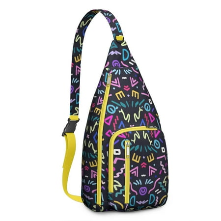 Chic Graffiti Art Chest Bag - Urban Pop Art Print Sling Backpack with Adjustable Strap (Edgy Aesthetic Multi-Pocket Organization)