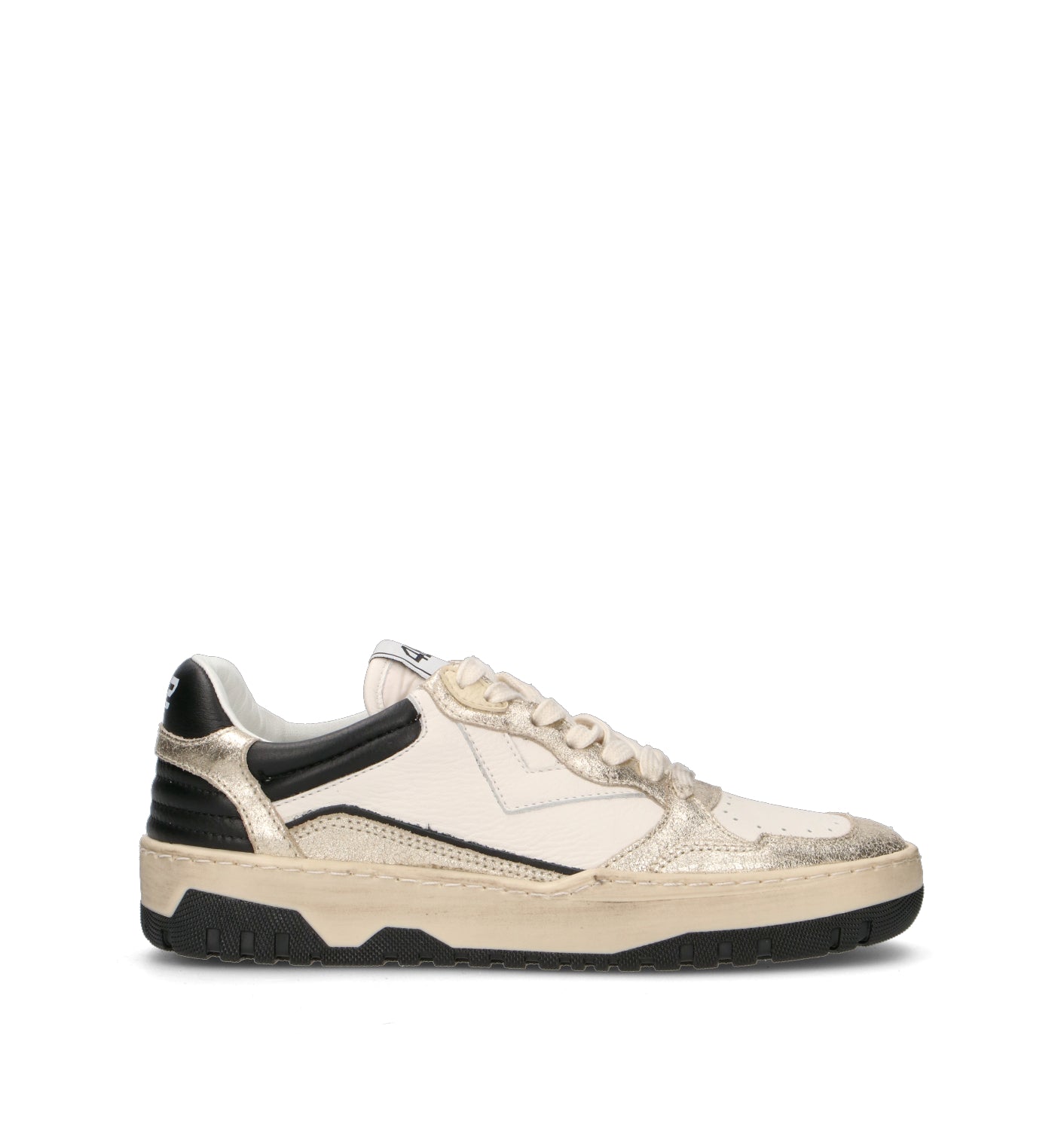 QUATTROBARRADODICI Sneaker donna bianca/nera in pelle