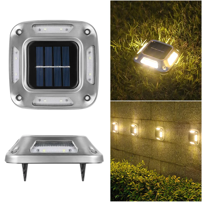 1 pièces 8 LED s lumière solaire au sol lumière solaire étanche lumière chaude lampe de jardin solaire cour extérieures allée marqueur lumière