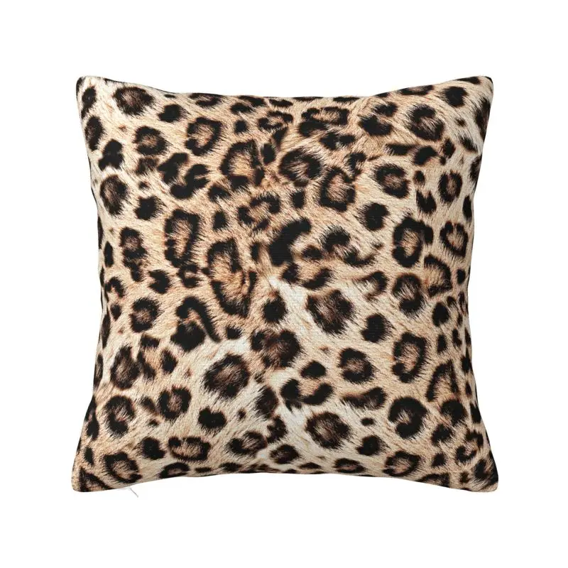 Luxuriöse Kissenbezüge mit Leopardenmuster, 45 x 45 cm, Polyester-Tierfell-Kissen für Sofa, quadratischer Kissenbezug, Heimdekoration Image