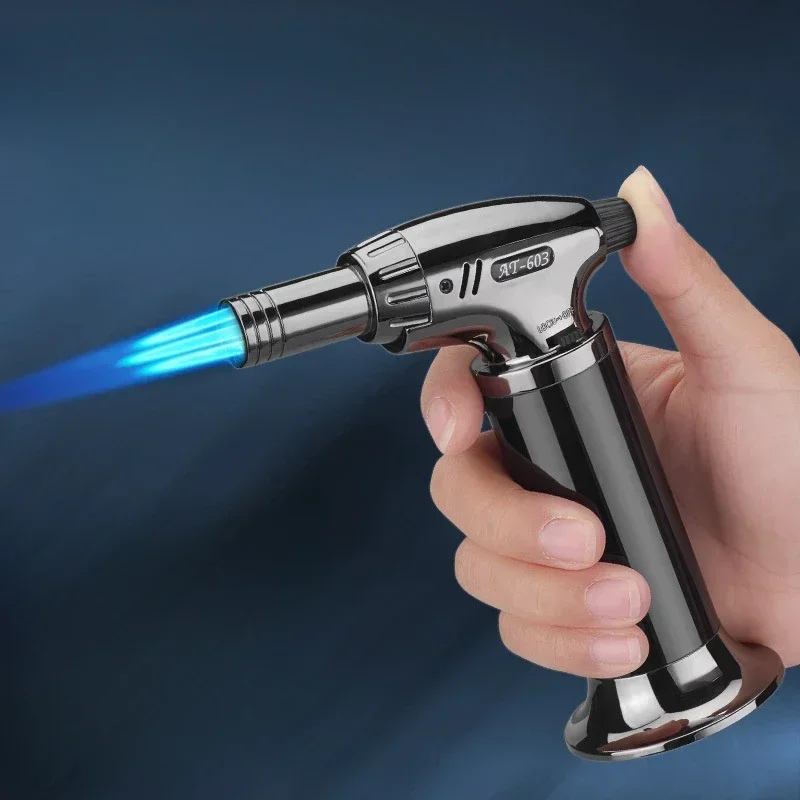 Big Firepower Jet Flame Feuerzeug Drei Feuer Butangas Feuerzeug Outdoor BBQ Küche Kochen Schweißbrenner Flammenpistole Zigarettenwerkzeug Image