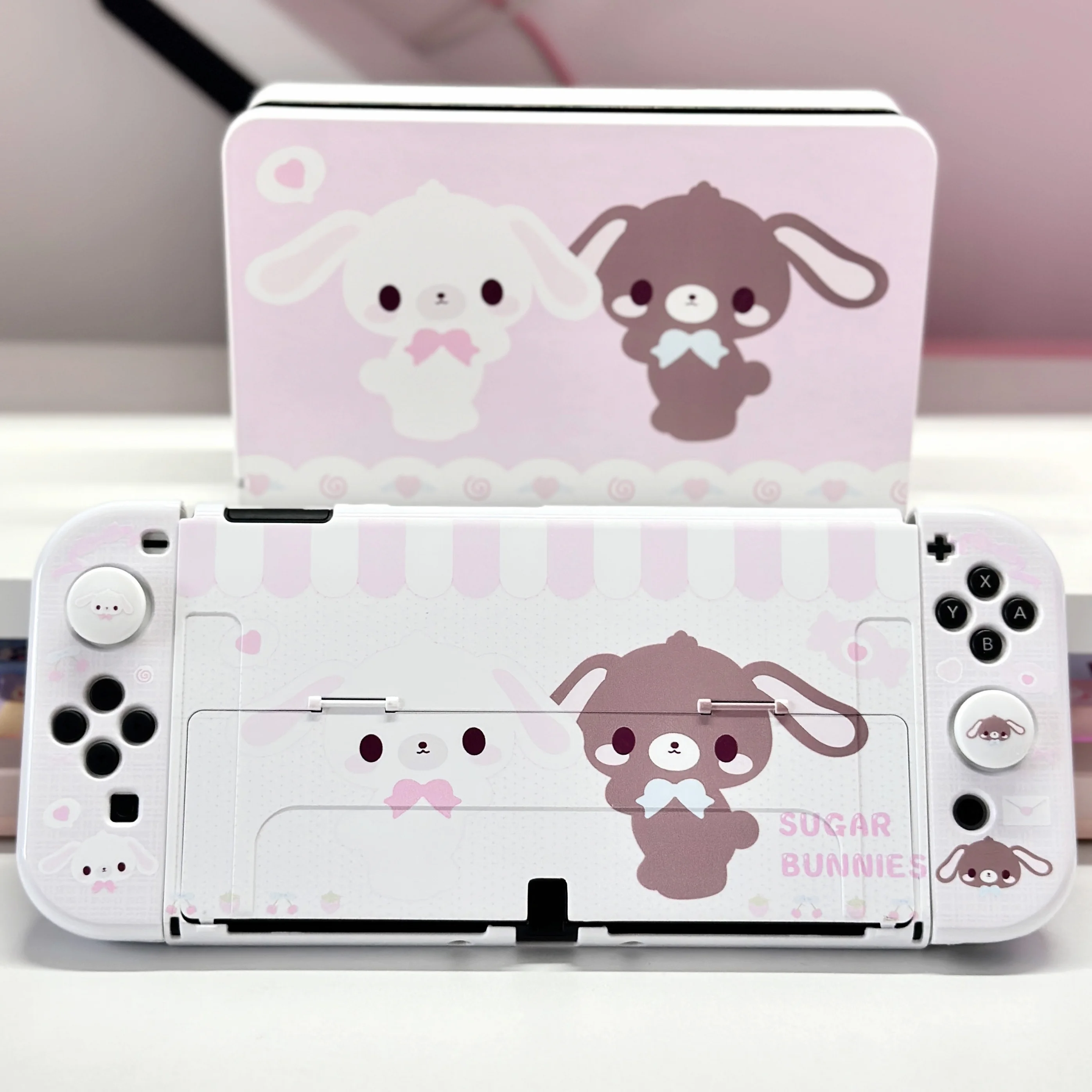 Kawaii Pink Switch Case Original Design Dessert Bunny Gaming Zubehör für Nintendo Switch 2/OLED/Lift Controller Joy-Con Cover Image