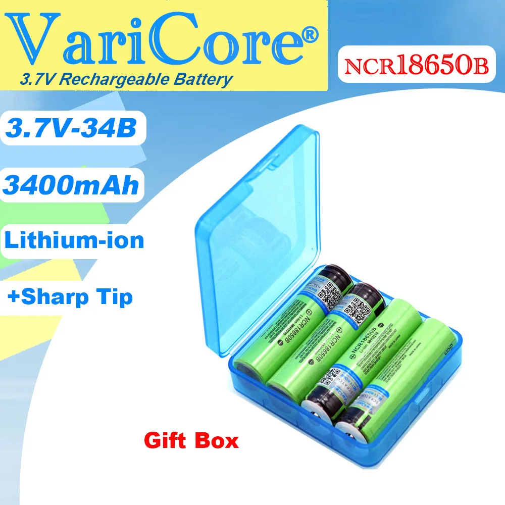 Neuer Original 18650 3,7 V 3400 mAh Lithium-Akku NCR18650B mit spitzen Batterien (keine Leiterplatte) + Box Image