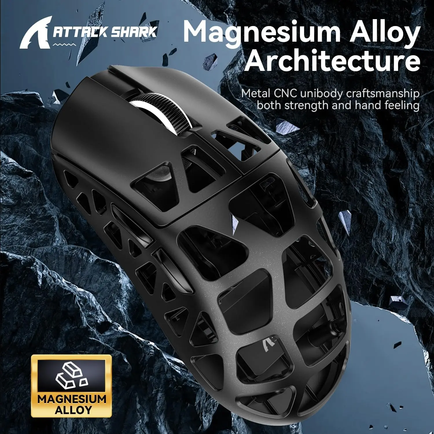 ATTACK SHARK R3 Maus aus Magnesiumlegierung, kabellose 8K-Maus, 46 g SUPERLIGHT-Maus, PixArt PAW3395, DPI 26000, Image