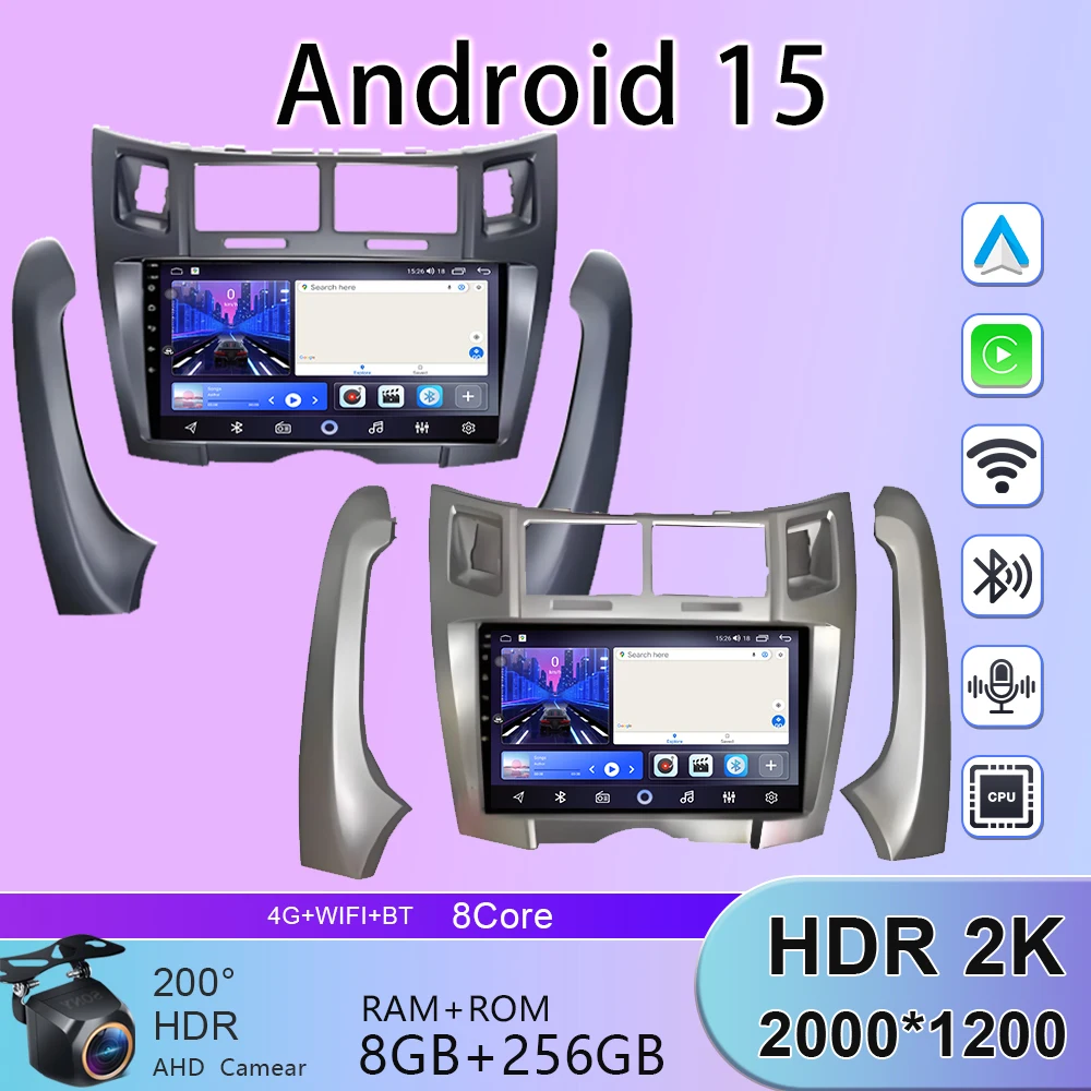 4G Für Toyota Yaris Vizi 2005 2006 2007 - 2012 Carplay Auto Multimedia-Player Radio XP90 Auto Radio Android 14 auto GPS Navigator Image