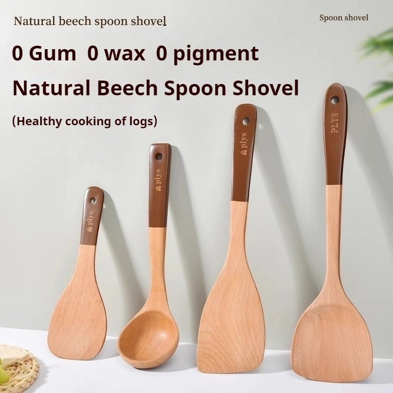 Spatule en bois à Long manche, cuillère à riz, cuillère à soupe en bois, cuillères de cuisine, accessoires de cuisine, ensemble d'ustensiles de cuisine pour la maison 4 pièces