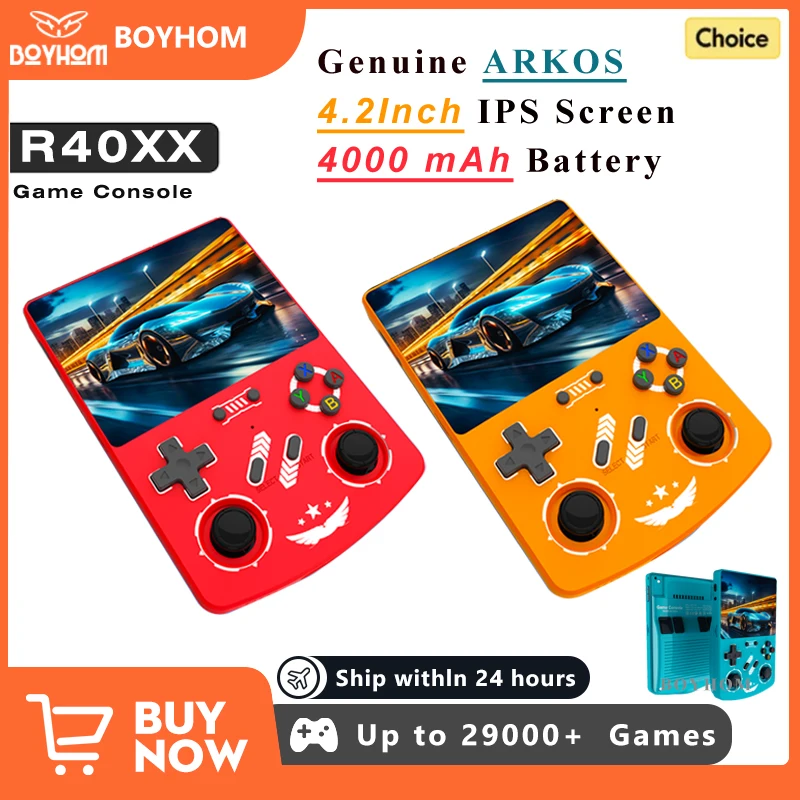 BOYHOM R40XX Retro Handheld-Videospielkonsole Linux 4,2 Zoll IPS-Bildschirm 4000 mAh tragbarer Taschenvideoplayer für Weihnachtsgeschenke Image