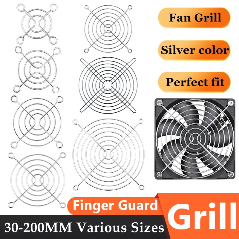 Gdstime Silber Metall Grill Fingerschutz Schutznetz Lüftergrill 30/40/50/60/80/90/120 mm Lüftergrill DC Lüfter Sicherheitsgerät Image