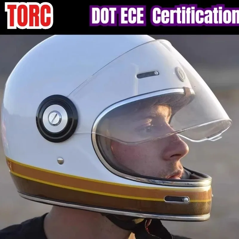 HEIßER TORC Motorrad Helm Moto Retro Helm Männer Motorrad Reiten Motocross Vintage Full Face Helme Capacete De Moto Image
