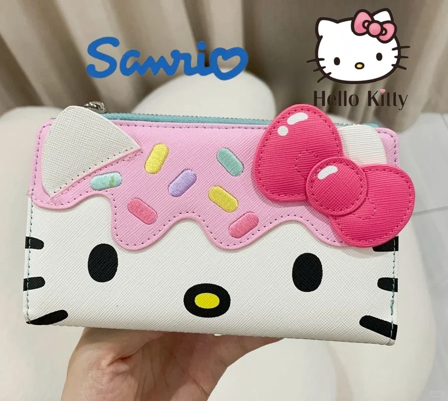 2025, neue Ankunft, Sanrio Hello Kitty, Geldbörse, Clutch-Geldbörse, Damen-Geldbörse, Erwachsene, Geburtstagsgeschenke, Kartentaschen, doppelt gefaltet, rosa Urlaubsgeschenke