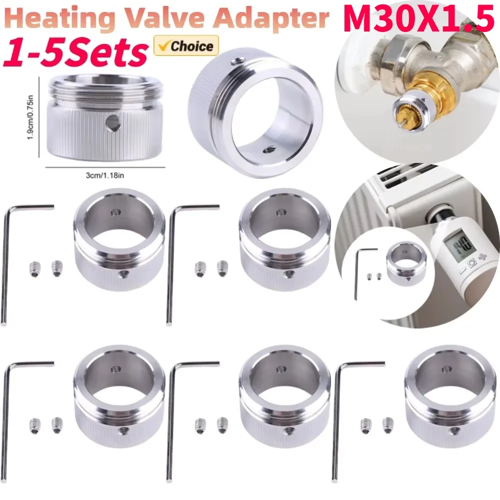 1–5 Sets Heizventil-Adapter, Heizkörperventil-Thermostatkopf aus Edelstahl 304, mit Streifen, Adapter für Ra Rav Ravl-Ventil Image