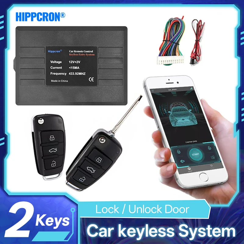 Hippcron Auto Alarm Systeme Auto Remote Central Kit Tür Keyless APP Mit Fernbedienung Entry System Zentralverriegelung Universal Image