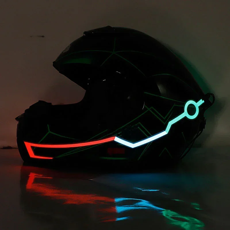 Motorradhelm LED-Warnleuchten Nachtfahrhelm Motor Kaltlichtleiste EL Wasserdichter Aufkleber 4 blinkende Amagi Image