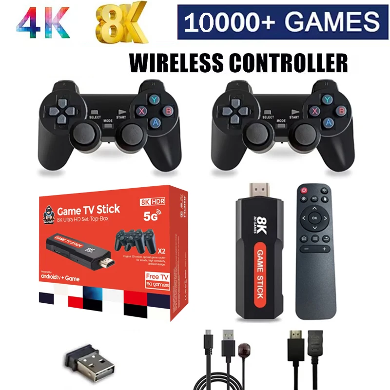X2 Retro Video Game Console Video Console Double Wireless Retro Console Q9 HD 4K 8K 64GB 10000+ Games Simulator For GBA Gift