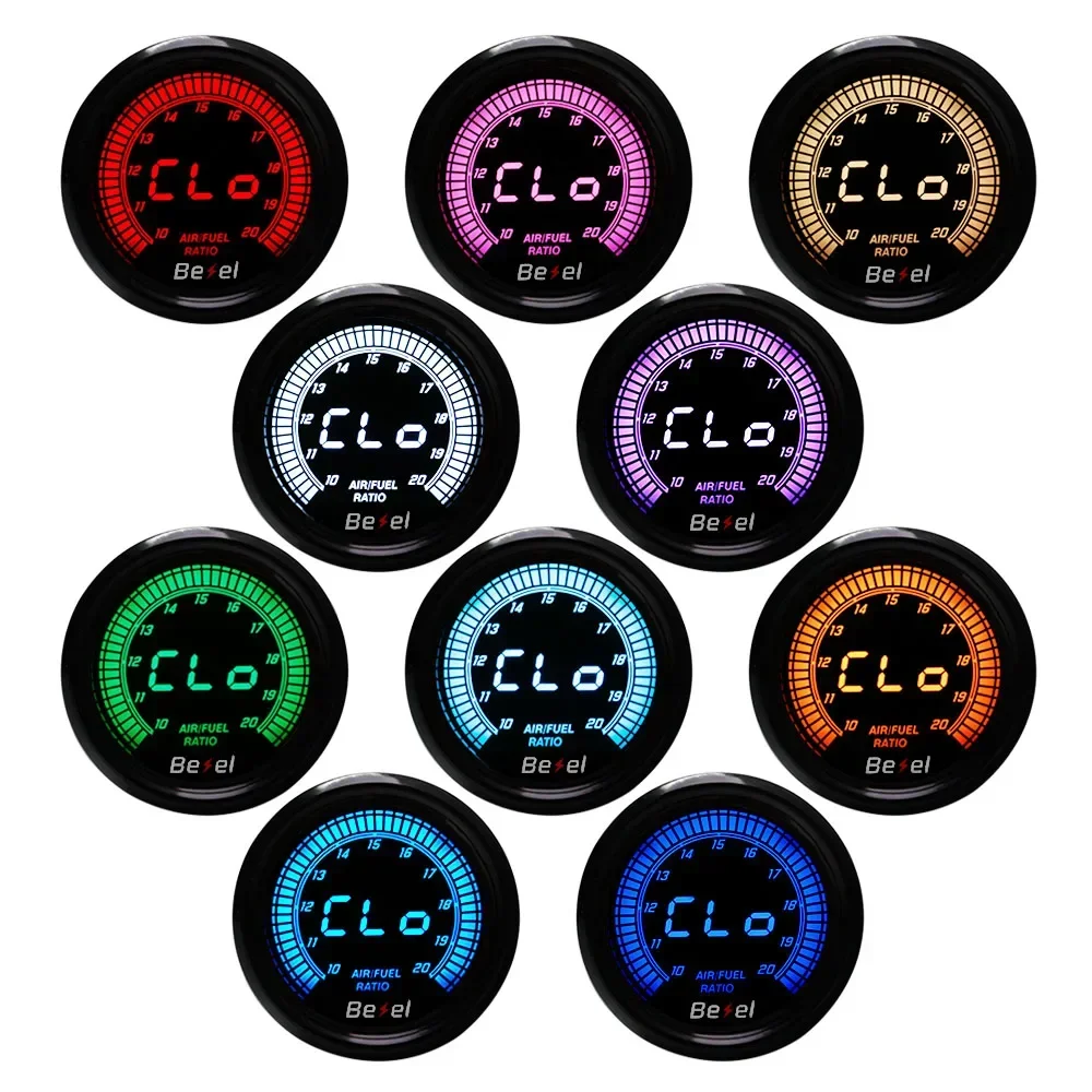 52mm Boost Temperatura dell'acqua Temp dell'olio Volt Contagiri sottovuoto EGT Rapporto del carburante dell'aria Manometro dell'olio Misuratore per auto a 10 colori
