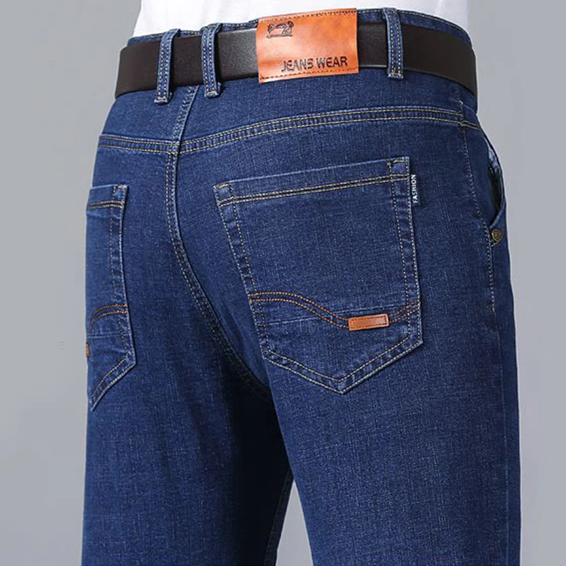 Autunno Primavera Business Jeans Uomo Casual Comodo Pantalone in denim dritto Stretch Moda Classico Morbido Premium Blu Nero Pantaloni