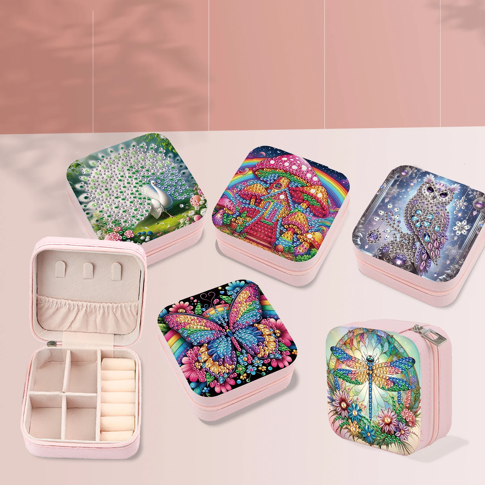 Diamond Painting Jewelry Organizer Box kit,flora and fauna DIY Jewelry Box for Adults,Portable Jewelry Case Jewelry storage Gift