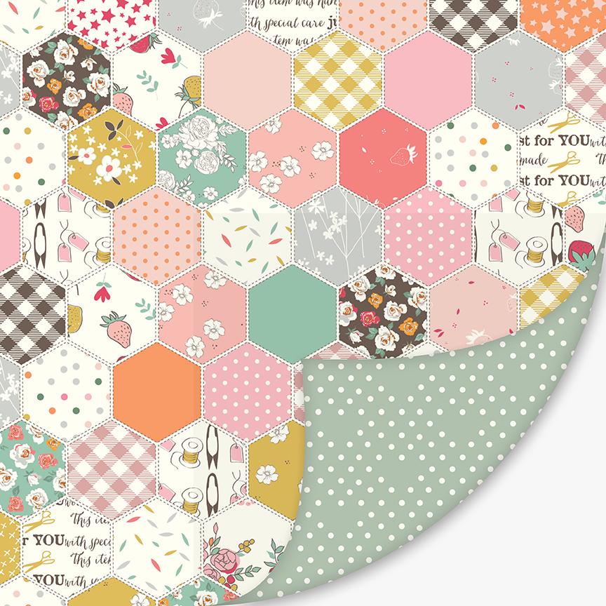 "Bloomberry Hexies Double Lush Velvet Minki Kim per Riley Blake - 58\"/60\" - Al mezzo metro Poly Spandex - Quilt Backs/Cuscini/Coperte"