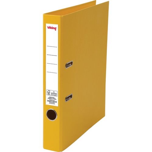 Viking Premium Ordner Schmal DIN A4 50 mm Gelb 2 Ringe Kunststoff Matt Hochformat Image