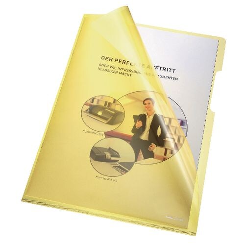 Bene Klarsichthülle DIN A4 Gelb PVC (Polyvinylchlorid) 150 Mikron 100 Stück Image