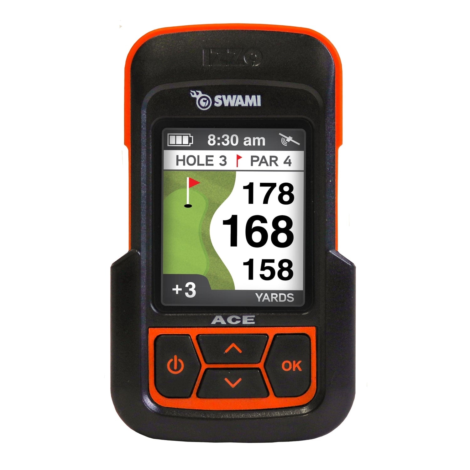 IZZO Golf Swami Ace Handheld Golf GPS Rechargeable Rangefinder, Orange Color