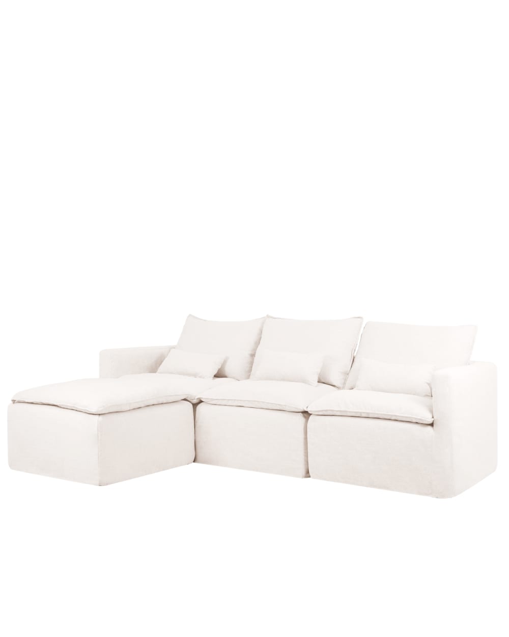 Canapé modulaire chaise longue gauche déhoussable blanc 280x185cm