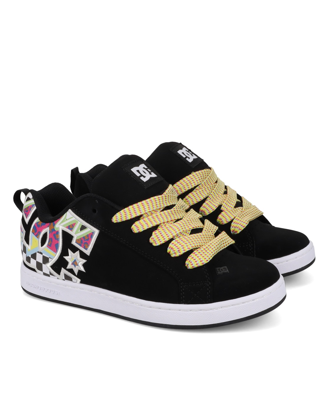 Sneaker DC SHOES "Court Graffik", Damen, Gr. 10(42), weiß (schwarz, multi, weiß), 55, 91% Leder, 38, 75% Synthetik, 5, 34% Polyester, Schuhe Sneaker