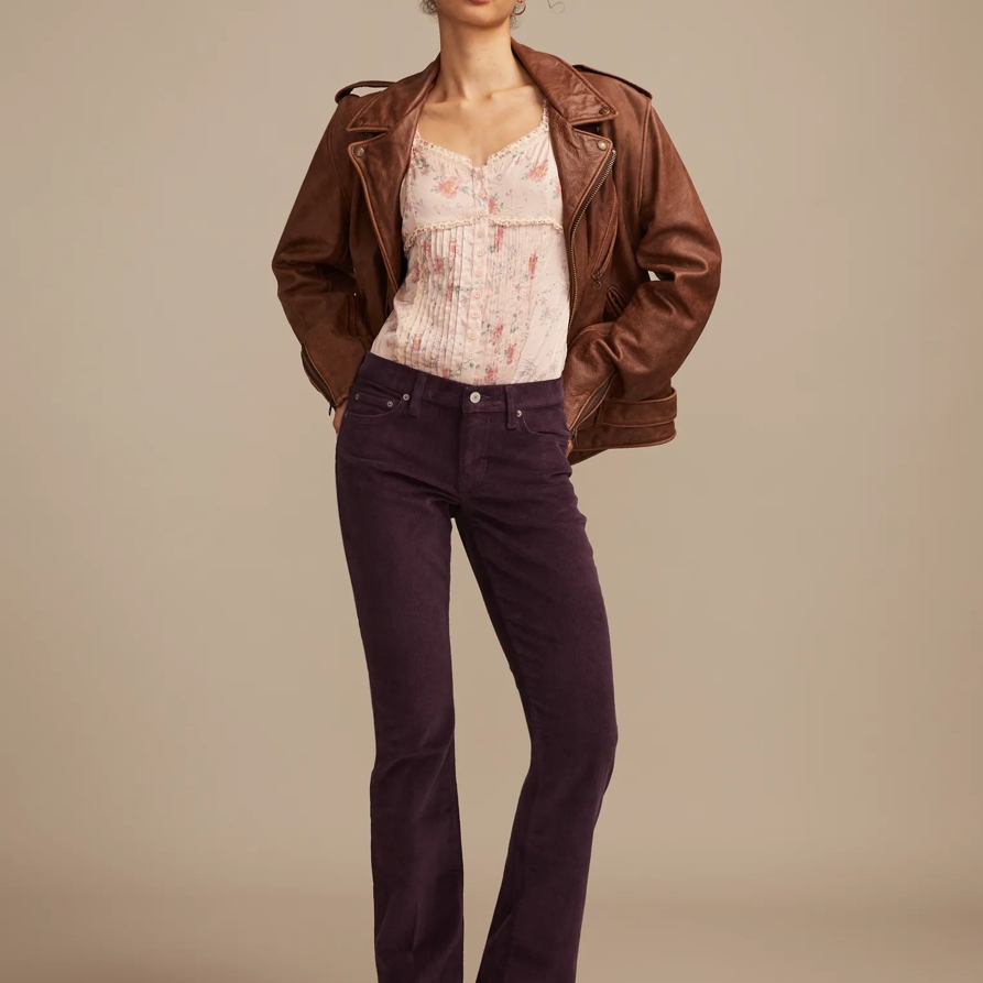 Lucky Brand Mid Rise Corduroy Sweet Boot - Women's Pants Denim Bootcut Jeans in Purple Plum, Size 30 x 30