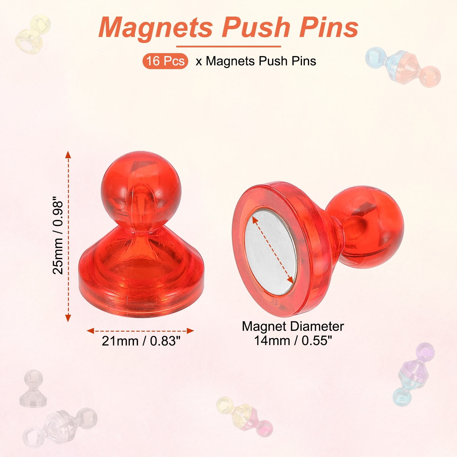 Magnets Push Pins, Strong Fridge Magnets Magnetic Whiteboard Decorative Thumbtacks for Refrigerator Locker