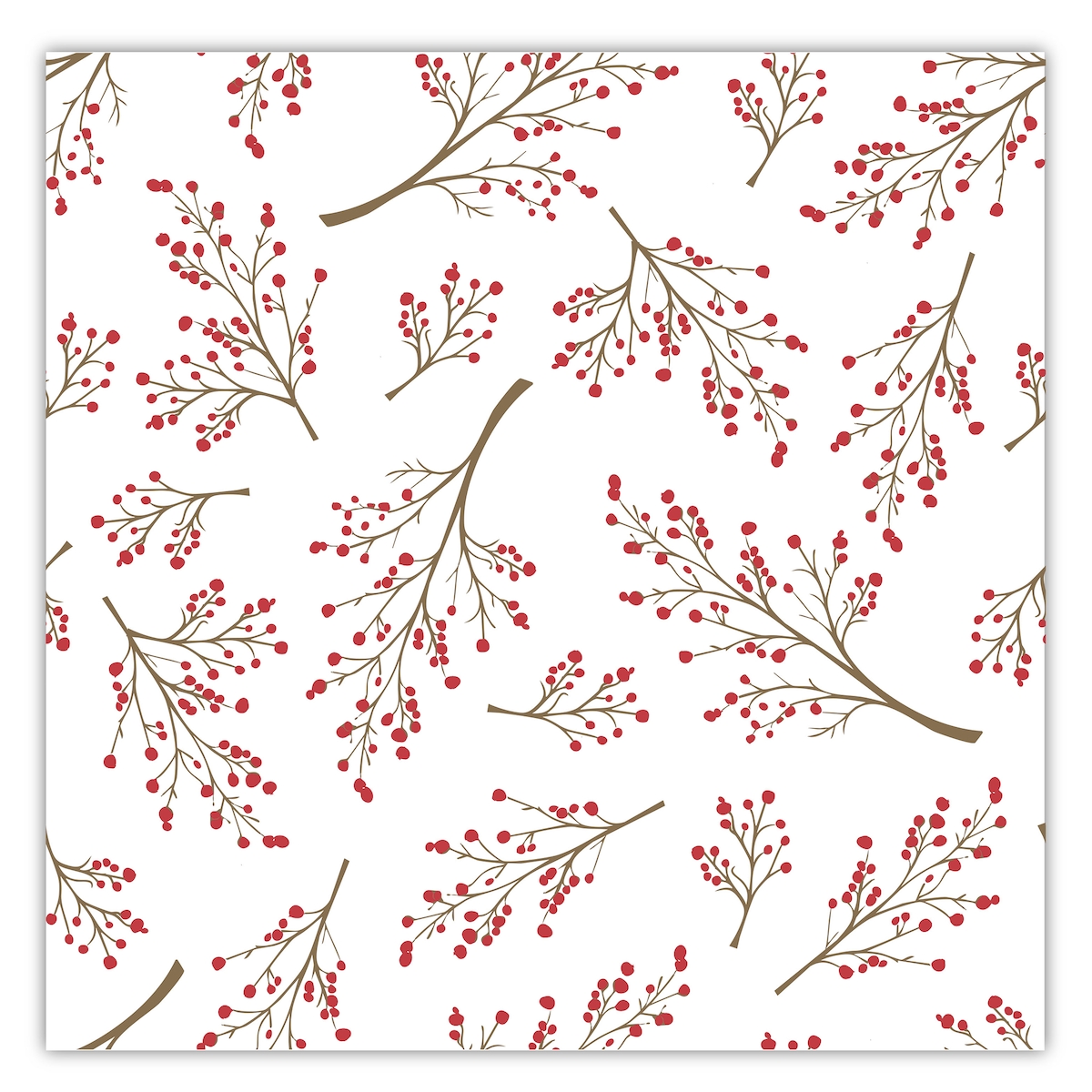 Ava 20 Papierservietten 33x33cm Tischservietten 3lagige für Party Winter Weihnachten Gastronomie Einweg mit Beerenzweige Motiv Weiß Rot Image