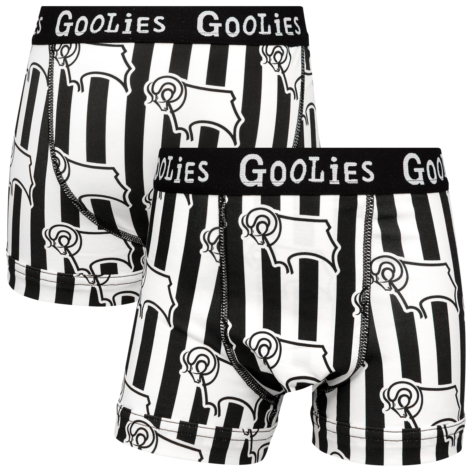 Derby County Oddballs Heim-Boxershorts – Schwarz/Weiß – Kinder Image