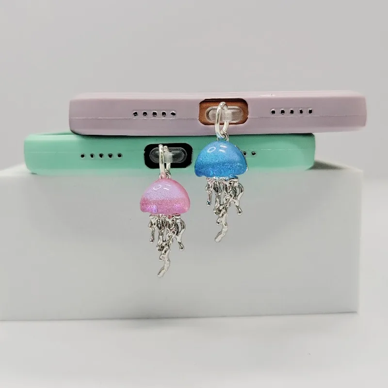 Modischer Telefon-Staub-Stecker-Charm, verträumte süße Qualle, Ladeanschluss-Stecker für iPhone Typ C, niedlicher Anhänger, Telefon-Zubehör Image