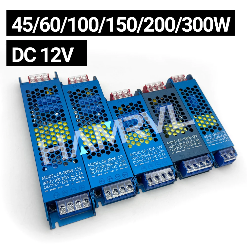 Lichtleisten-Transformator, Eingang AC100–265 V, Ausgang DC12 V, Schaltertreiber, LED-Lichtleisten-Netzteil, 45 W, 60 W, 100 W, 150 W, 200 W, 300 W Image