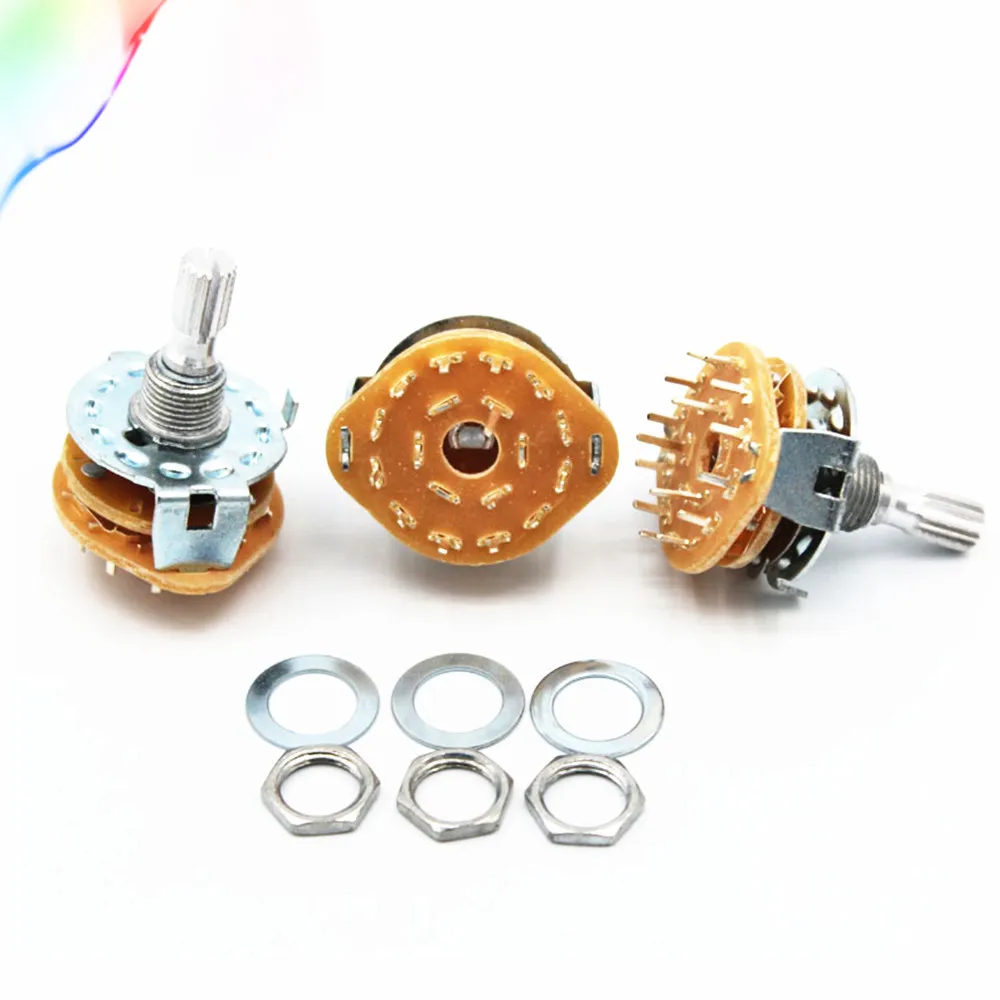 RS25 Welle Panel Mount 1P11T 2P4T 2P5T 2P6T 3P3T 3P4T 4P3T Drehschalter Wahlband Image