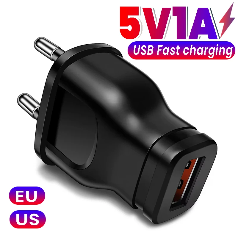 Universal Reise 5V 1A US/EU Stecker USB Reise Wand Hause Ladegerät Power Adapter EU Telefon Lade kopf Japan Europa Standard Stecker Image