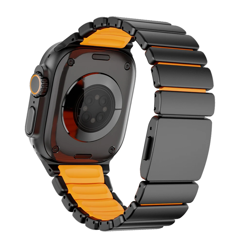 Titanium Band for Apple Watch Ultra 2025 49mm Series 11 10 46mm 45 44mm Rubber Watchband Luxury Magnetic Strap Iwatch 9 8 6 SE Image