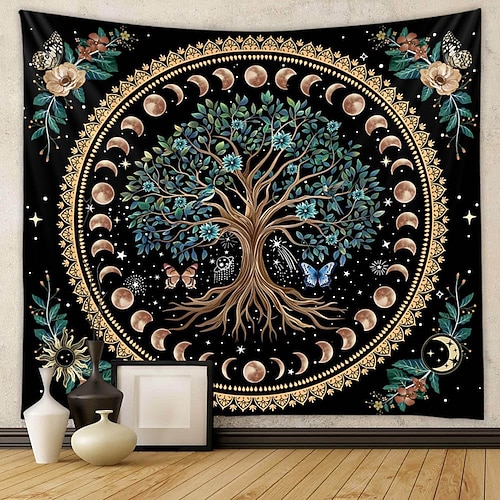 Tapisserie Banner Decke Baum des Lebens Böhmische 3D Schlafzimmer Wohnzimmer Wohnheim Jugendzimmer Studentenwohnheim Wandveranda Wohndeko Image