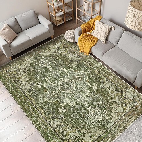 Bereichsteppich Vintage Persischer Stil für Wohnzimmer und Schlafzimmer groß langlebig schmutzabweisend Bodenteppich weich rutschfest Nachttischmatte Wohnkultur ethnisches Muster klassisches Design Image