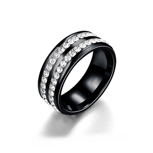 Weihnachtsring aus Titanstahl für Herren mit roten und blauen Kristallsteinen, mehrere Farben, perfekt für die Feiertage und als Geschenk Image