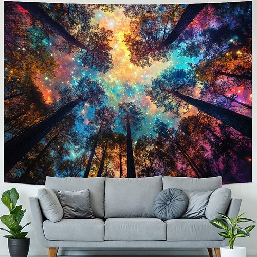 Tapisserie Banner Decke Aurora 森林 3D Schlafzimmer Wohnzimmer Wohnheim Jugendzimmer Studentenwohnheim Wandveranda Wohndeko Image