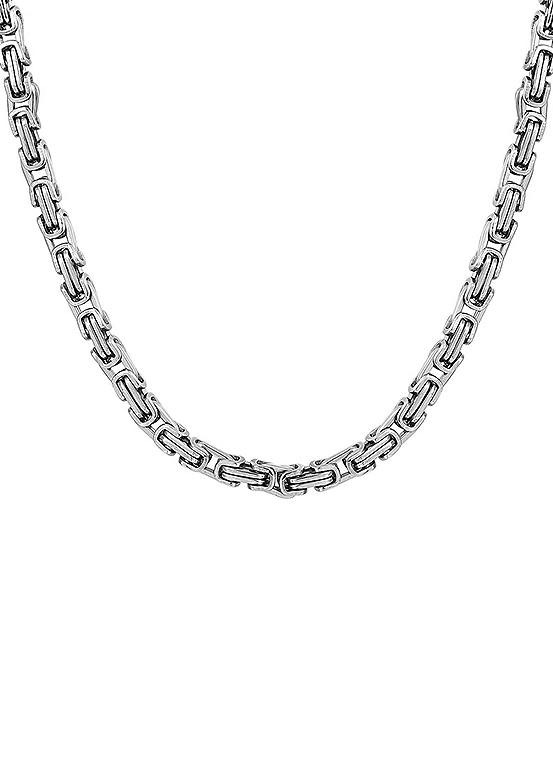 The Jewellery Stockroom Womens Stainless Steel 5mm Byzantine 20 Inch Chain Necklace - Silver - One Size