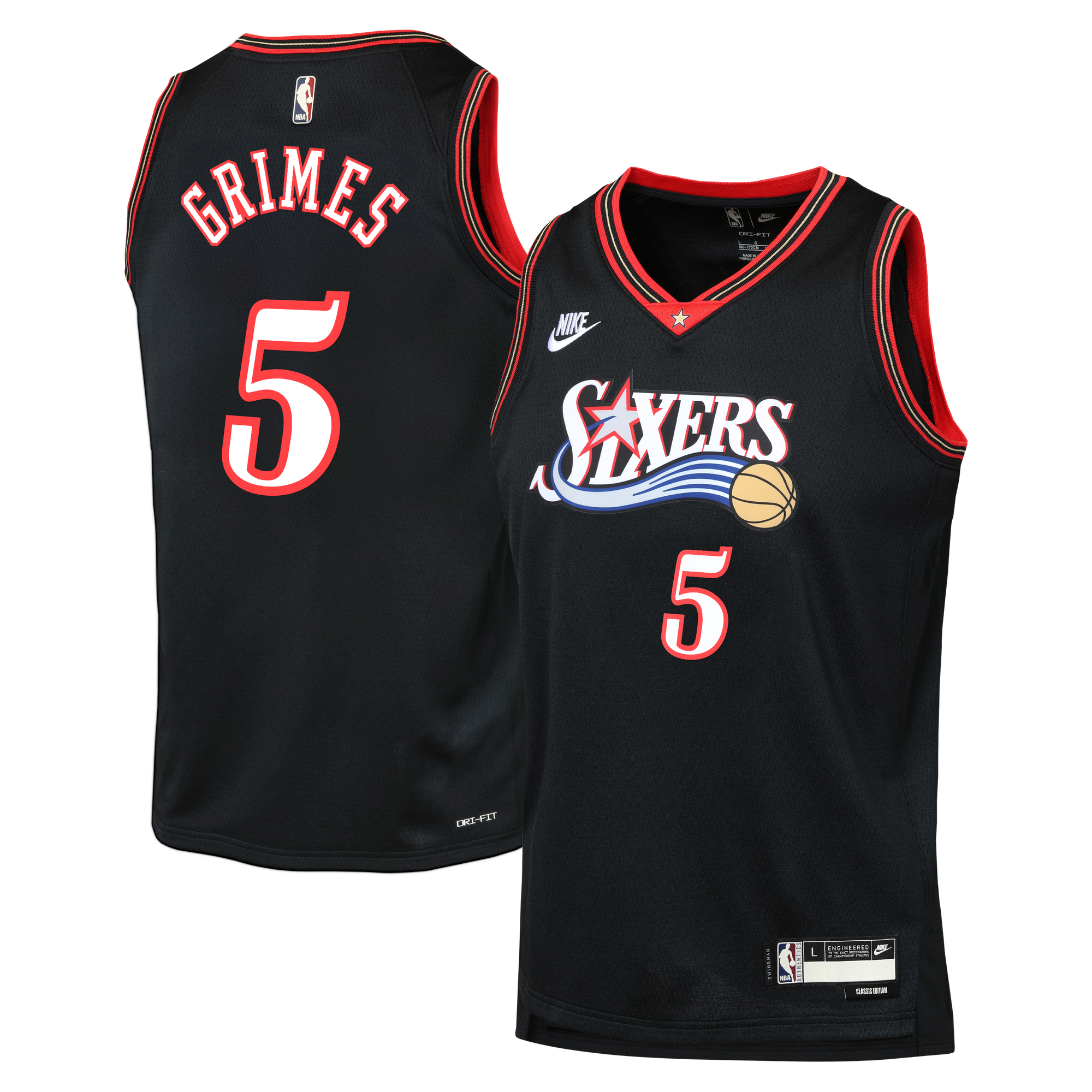 Maillot Nike Édition Classique des Philadelphia 76ers - Noir - Quentin Grimes - Jeune - unisexe Taille: S (8)