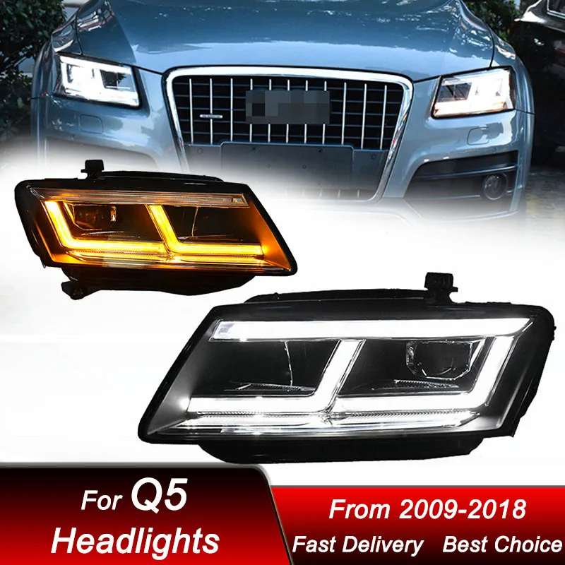 Auto styling Fari Per Audi Q5 2009-2018 nuovo stile pieno LED auto Faro di Montaggio Aggiornamento Lente Del Proiettore Kit di Accessori