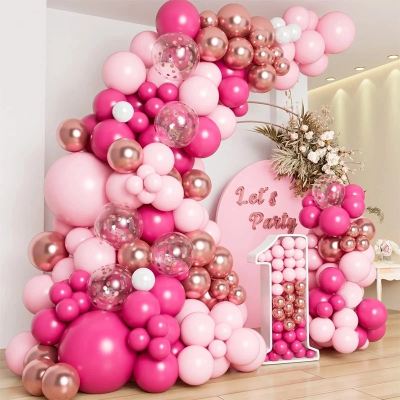 Macaron Kit arco ghirlanda di palloncini rosa Decorazioni per matrimoni e feste di compleanno Palloncini in lattice oro rosa per bambini Catena per decorazioni per baby shower